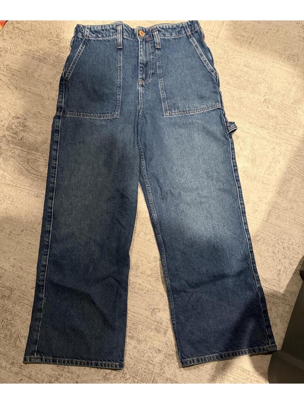 NWOT We the Free Wide Leg Denim Utility Carpenter Jean size 30 100% Cotton